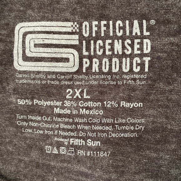 NEW Shelby Cobra Distressed Retro Striped Logo Tee Short Sleeve Gray Mens 2XL - Picture 4 of 4